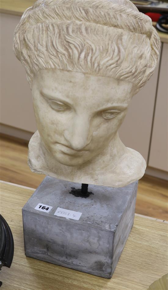 A classical bust on stand. H.56cm.